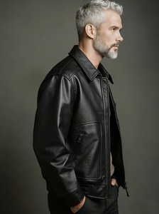 Bomber Jacket Made Genuine Sheep Skin Cargo Style Pockets Stand High Quality Aviation Hooded Garment Dyed Windproof Men - Product Image 2