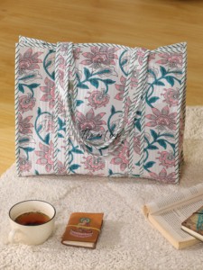 OEM Assorted Floral Quilted Cotton Tote <b>Bag</b> - Eco-Friendly Boho <b>Reusable</b> Shopper Handbag - Product Image 3