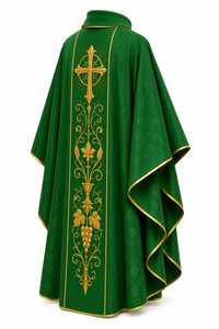 Casulla Bordada Católica, Casulla Bordada Personalizada para Iglesia, Casulla Católica Tradicional Verde - Product Image 4
