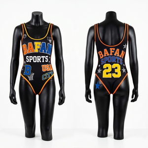 High Quality 210 GSM Poly Spandex Swimwear Black Multicolor Graphic One Piece With Side Panel Custom Logo women for <b>Bathing</b> Suit - Product Image 1