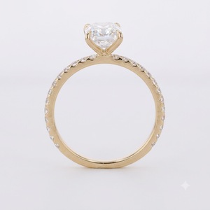 Bague de fiançailles Shivay Star Diamond pour femme, diamant de laboratoire, plaqué or, bande pavée, coupe coussin, solitaire, bijoux de mariage de luxe - Product Image 3