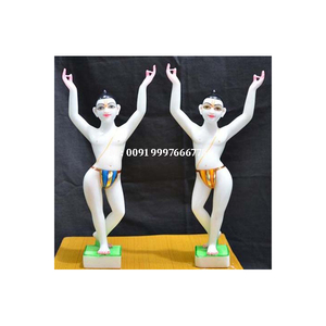 Statue de Radha Krishna en marbre, design unique, faite à la main, avec finition brillante, pour la décoration et le culte à la maison, au bureau et au temple. - Product Image 6