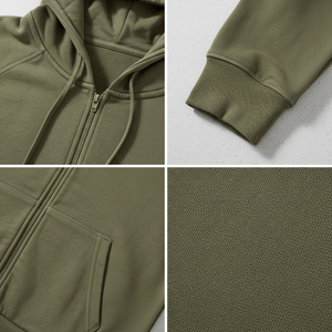 Sweat à capuche zippé pour homme, uni, en polaire douce, avec poche kangourou, broderie personnalisée, vente en gros OEM, directement de l'usine - Product Image 5