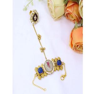 Magnifique bracelet de main en or plaqué or de qualité supérieure, orné de perles Kundan, pour femmes, bijoux traditionnels indiens Hathphool. - Product Image 2