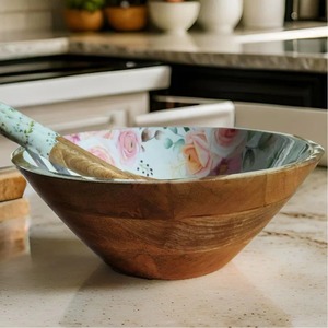 Bandeja de Servir Rústica Ecológica Hecha a Mano de Madera de Mango con Adhesivo Impreso, Tazones Meena para Cocina, Comedor, Fiestas y Bodas - Product Image 6