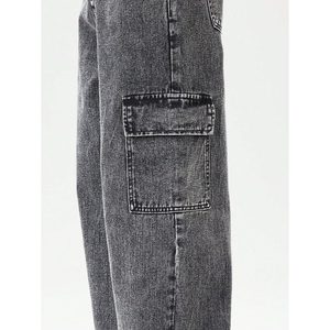 Vaqueros Cargo Grises de Estilo Retro Vintage con Múltiples Bolsillos, de Mezclilla de Alta Calidad, Ecológicos, Transpirables, Estilo Urbano, Talla Única - Product Image 6