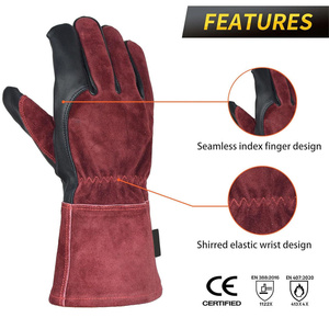 Guantes de Soldadura TIG de Alta Calidad en Piel de Cabra y Piel de Vacuno, Resistentes al Calor y a las Chispas, para Protección de Manos en Trabajos de Bomberos - Product Image 4