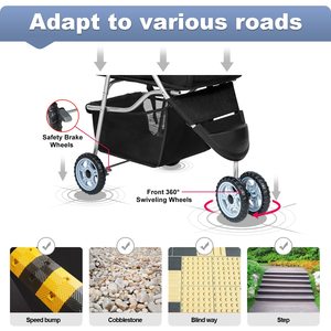 Carro plegable para mascotas para acampar al aire libre con cojín de asiento y bandeja de almacenamiento, diseño plegable para perros y gatos - Product Image 6