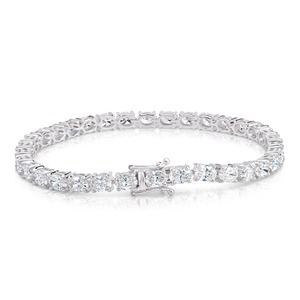 Pulsera de tenis ovalada Lab Diamond East West de oro blanco de 18 quilates, joyería fina de lujo - Product Image 3