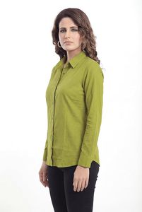Blusa de Mujer 100% Algodón, Corte Holgado, Popelina Simple, Manga Larga, Cuello Camisero, Tejido Informal, Top de Verano - Product Image 3