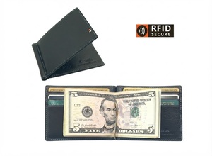 [สินค้าใหม่] กระเป๋าสตางค์หนังแท้ Castello คุณภาพงานแฮนด์เมด ป้องกัน RFID ดีไซน์บางเฉียบสำหรับผู้ชาย แบบพับสองตอน พร้อมที่หนีบเงิน  ตกแต่งด้วยงานปักโพลีเอสเตอร์ - Product Image 1