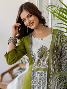 <b>Womens</b> Printed Shifli Work Straight <b>Kurta</b> Pent Dupatta Sets | 3pcs Ethnic Party Wear All Seasons Set - Product Image 4
