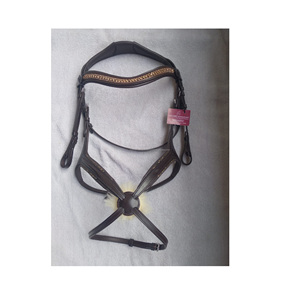 Brida mexicana de cuero de alta calidad para caballos con banda de cejas ostentosa de cristal y banda decorativa para la nariz - Product Image 1