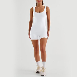 จั๊มสูทโยคะสีขาวลายริบบิ้นสำหรับผู้หญิง ช่วยกระชับหน้าท้อง ชุดออกกำลังกายแบบชิ้นเดียว ผ้าไม่บางจนมองทะลุได้ - Product Image 5