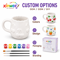 Набор для росписи керамической кружки Xinwee Aesthetic DIY с вишневым узором для девочек, вирусный тренд TikTok, набор для творчества в стиле кокетки, подарок на день рождения
