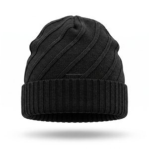 Unisex Black Acrylic Knit Beanie <b>Hat</b> 56-58CM Casual Winter Warm Cap Computer Knitted Solid Color Adult Wear - Product Image 3