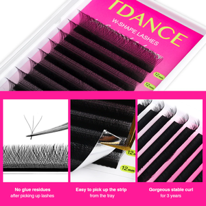Extension de cils personnalisée en forme de W 3D 4D 5D 6D 8D W Fans Extensions de cils Lumière douce naturelle Full TDANCE W Lashes - Product Image 6