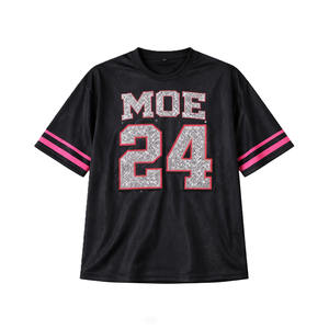 Camiseta de Fútbol Americano de Malla Transpirable, Estilo Urbano, con Número de Diamantes de Imitación, Personalizable con Logotipo, Fabricación OEM - Product Image 3