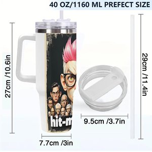 Custom Insulated Stainless Steel Tumbler 40oz With Handle For <b>Coffee</b> And Tea Travel Use - Product Image 4