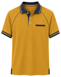 Camiseta Polo Personalizada para Hombre, Color Azul Mostaza, Ropa Deportiva Informal, Transpirable, de Manga Corta, Mezcla de Algodón - Product Image 1