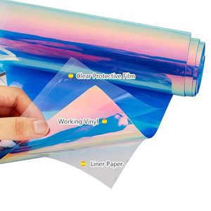 Película de Vinilo Holográfica Transparente Iridiscente, Brillante, Impermeable, Autoadhesiva, para Manualidades, Decoración, Envoltura de Regalos - Product Image 2