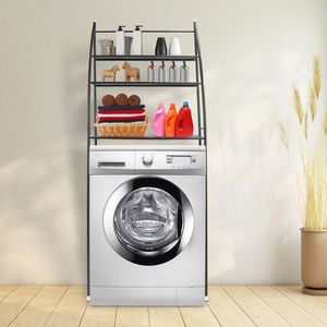 Scaffale portaoggetti a 3 livelli nero autoportante da posizionare sopra il WC, salvaspazio, organizer per lavanderia, scaffale da bagno - Product Image 4