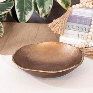 Bol rond décoratif en bronze rustique, 10 pouces (Bronze), fait main, en cuivre avec patine verte, bol décoratif vintage - Product Image 4