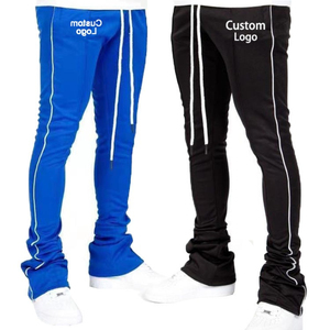 Pantalon de survêtement évasé décontracté pour homme, style urbain, léger, taille haute élastique, motif éclaboussures de peinture, avec logo personnalisé - Product Image 1