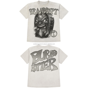 เสื้อยืดคุณภาพสูงขายส่ง เสื้อยืดผ้าฝ้าย 100% สกรีนโลโก้สำหรับผู้ชาย เสื้อยืดสีพื้น พิมพ์ลายสีขาวดำ - Product Image 1