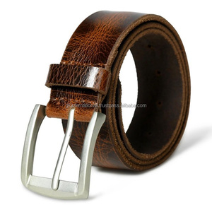 Elegante cinturón informal de cuero de moda para hombres hecho a mano con cinturón vaquero de cuero de grano de alta calidad con cierre de hebilla ajustable - Product Image 3