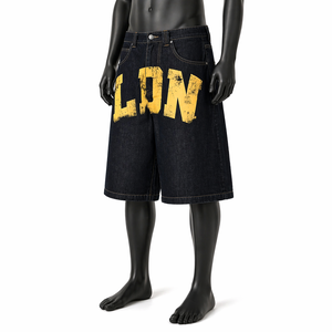 Pantalones Cortos de Mezclilla Gráficos para Hombre, Estilo Baggy, Ajuste Holgado, Largura hasta la Rodilla, Estampados, Estilo Urbano, Venta al por Mayor OEM - Product Image 3