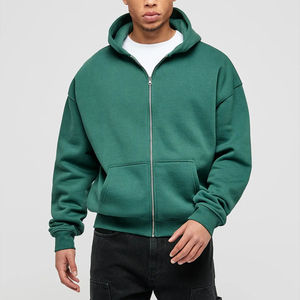 Cotton Fleece Zipper Hoodies Custom Printed & Embroidered Men's Casual Autumn Wear Long Sleeve Eco-Friendly Wholesale - Product Image 3