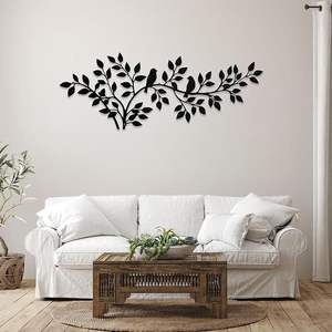 Pieza de arte colgante de pared de hierro negro elegante y personalizable para la decoración de pared con estilo en la sala de estar y el dormitorio de un hogar moderno. - Product Image 5