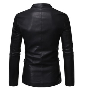 Blousons en cuir décontractés pour hommes, coupe ajustée, style motard, col rabattu, noir, en cuir et daim, pour hommes, jusqu'à 5XL - Product Image 2