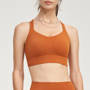 Precio al por mayor: Sujetadores deportivos acolchados, lisos, de talla grande, para yoga, de corte largo, cómodos y sin aros para mujer - Product Image 1