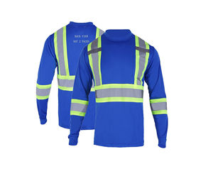 Chemise de sécurité à manches longues en polyester anti-déchirure haute visibilité ANSI Classe 1, vêtements de travail réfléchissants, t-shirt noir et jaune pour les équipes routières - Product Image 3