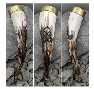 Customized Viking Carving Buffalo Tankard Handcrafted Natural Agate Drinking Horn Animal Antique Imitation Style Business Gift - Product Image 3