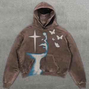 Sweat à capuche imprimé bouffant sur mesure Streetwear lavage à l'acide survêtement pantalon de survêtement évasé et ensembles de sweat à capuche court à capuche pour hommes - Product Image 2