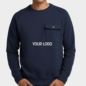 Sudadera con cuello redondo y bolsillo frontal de corte holgado, personalizada OEM/ODM, con logotipo bordado, sudaderas con capucha y sudaderas de tejido grueso. - Product Image 1