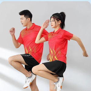 Camiseta de Bádminton Ligera y Transpirable para Hombre, Amarillo y Azul, Manga Corta, Cuello Redondo, Logotipo Frontal, Top Deportivo de Verano - Product Image 4