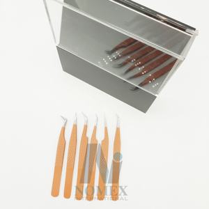 แหนบต่อขนตาสแตนเลสสีน้ำตาลนู้ดที่จับที่แข็งแรงปลายแหลมไฟเบอร์ปรับแต่งสีได้ตามต้องการ - Product Image 6