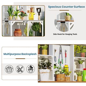 Tavolo da Giardino Grande da Esterno in Legno da 164 cm con 6 Ripiani, Banco da Lavoro per Piante e Ganci Laterali per Stoccaggio - Product Image 4