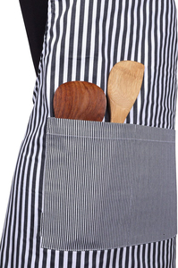 Nouvel tablier en jean rayé avec poche, à suspendre au cou, pour femmes et hommes, idéal pour la cuisine, l'hôtellerie, les cafés, les boulangeries, les serveurs et les chefs. - Product Image 4