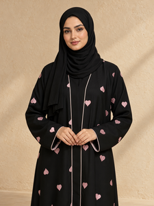 Mishkat Couture Black <b>Chiffon</b> Abaya with Hijab Women Long Sleeve Modest Maxi <b>Dress</b> Party - Product Image 5
