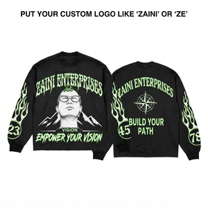 Sudadera de Hombre, Premium, 320 GSM, Felpa de Algodón, Negra y Verde, Logotipo Personalizado, Impresión Serigráfica, Impresión Puff, DTG, OEM, ODM - Product Image 1