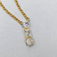 Collier pendentif en diamant couleur or, breloque cœur ovale rond, chaîne de bijoux pour cadeau ou fête
