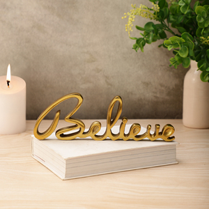 Sculpture de texte en aluminium doré de qualité supérieure, calligraphie moderne en métal, ornement décoratif de table pour salon - Product Image 5