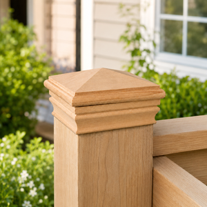 Tapa Decorativa de Madera Sólida para Postes de Cercas y Barandillas, Diseño Piramidal, para Exteriores - Product Image 4