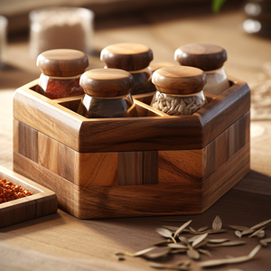Wooden Spice <b>Box</b> Organizer for Pantry Storage Kitchen Accessories Masala Collection <b>Herbs</b> and Everyday Meal Preparation - Product Image 5