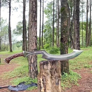 Cuchillo multiusos de acero inoxidable con mango de madera, hoja de punta curva de 6.7 pulgadas, borde recto, calidad DIY, SHARP POINT TRADES, garantía de 3 años - Product Image 1